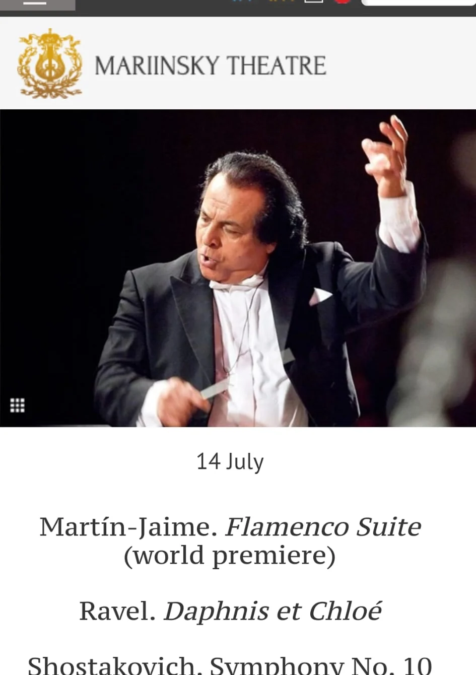 Programa del estreno mundial de Flamenco Suite en el Teatro Mariinsky